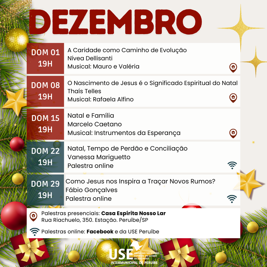 Palestras de Dezembro da USE Peruíbe: Natal e Jesus como inspiração